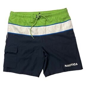 Nautica Men's Blue/Green Swim Trunks/Board Shorts Size Medium